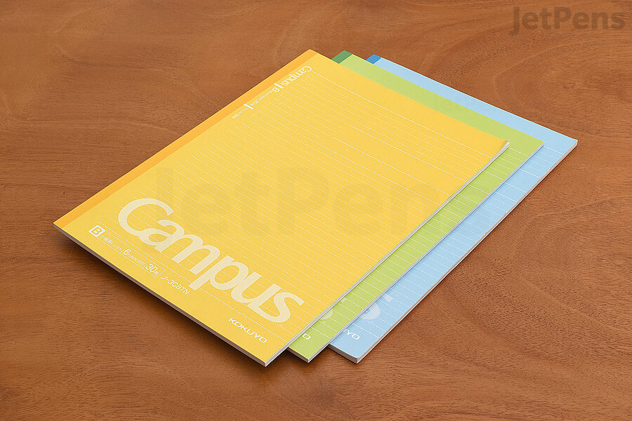 Kokuyo Campus Dotted Rule Notebooks have special glue bindings that make sure the notebooks lay flat.