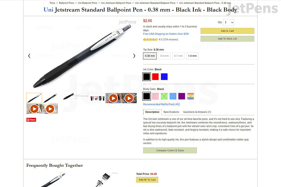 The product page shows you everything you need to know about an item.