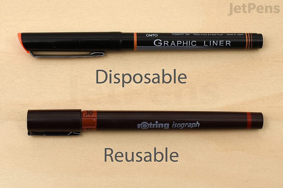 Comparison of disposable and refillable pens