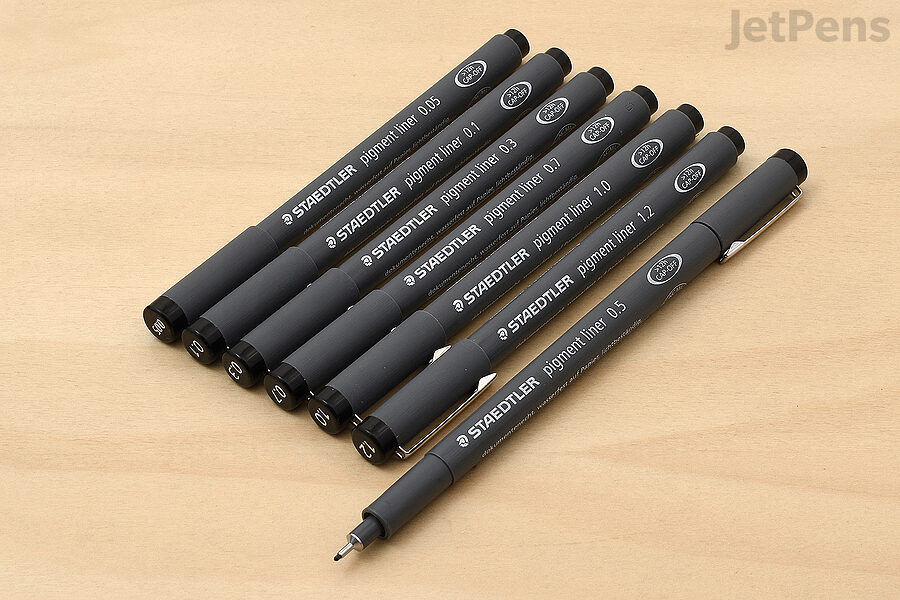 SKETCH LINER Black Pigment Ink Micro Liners 9 Assorted Size Pens