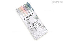 Monami Live Color Twin Marker - Chisel / Fine - Grey Mood - 6 Color Set - MONAMI LC TWIN MARKER GREY