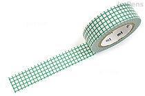 mt Patterns Washi Tape - Grid - Emerald - 15 mm x 7 m - MT MT01D397R