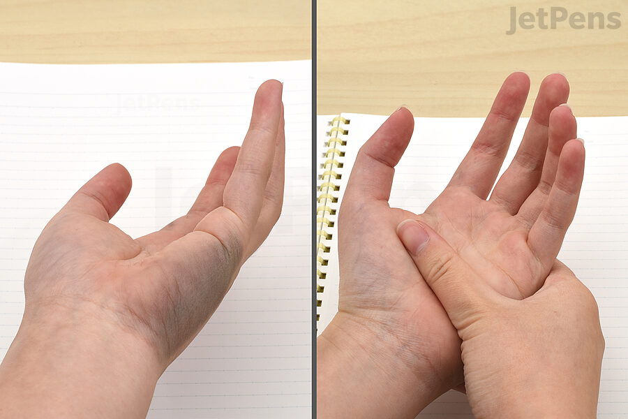 Left-handers often contend with smudged palms and hand fatigue.