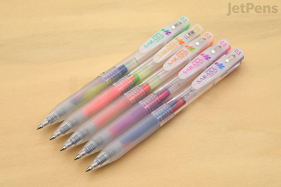 The Zebra Sarasa Clip Marble Gel Pen combines multiple ink colors in one refill.