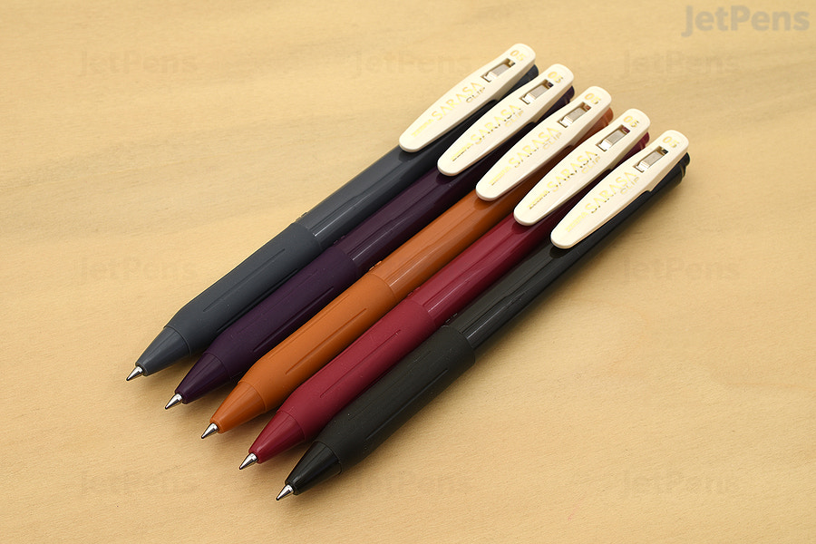 Zebra Sarasa Clip Vintage Gel Pens feature sophisticated and subtle colors with body colors to match.