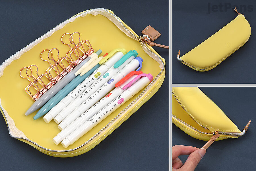 The Lihit Lab Bloomin Tray Pen Case opens wide to reveal a tray.