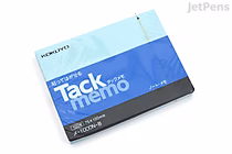 A pack of KOKUYO Tack Memo N sticky notes in blue, measuring 7.5 cm by 10.0 cm, containing 100 sheets. The packaging features a light blue and dark blue design with white text.