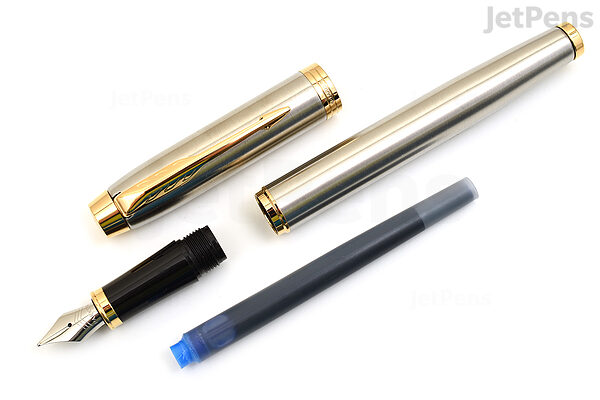 Contorno seguro Estoy orgulloso Parker IM Fountain Pen - Brushed Metal with Gold Trim - Medium Nib | JetPens