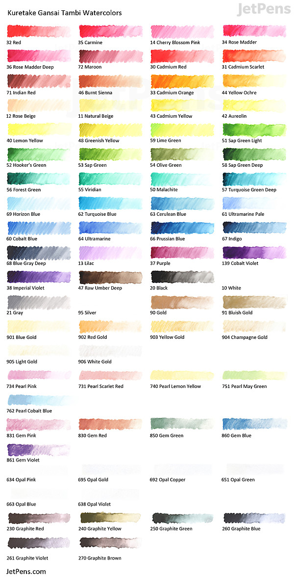Graphite Color Color Index Kuretake Gansai Tambi Watercolor Palette - Graphite Colors - 6 Color ...