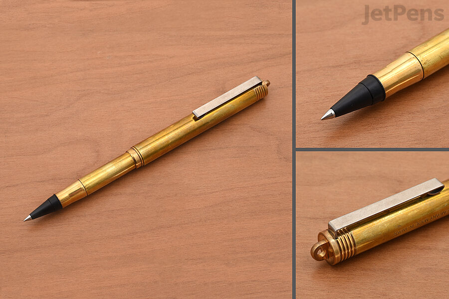 Scriveiner Luxury EDC Fountain Pen (Fine), Stunning Heavy Brass Pocket Pen,  Hand Brushed Copper Finish
