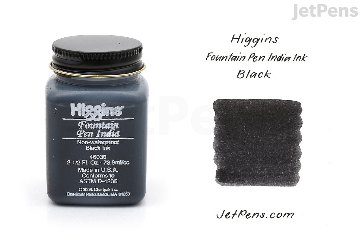 HIGGINS American India Ink BLACK INK Bottle Full- no box. VINTAGE