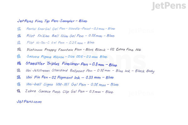  JetPens Fine Tip Pen Sampler - Blue