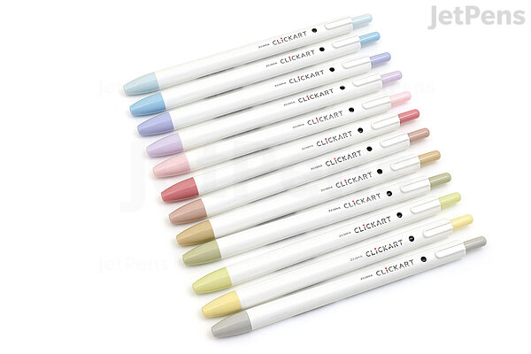 Zebra Clickart Knock Sign Pen 0.6 mm - 12 Color Set Pale