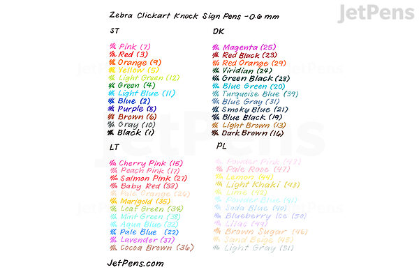 Zebra Clickart Knock Type Water Base Pen, Standard 12 Color Set (WYSS22-12CST)
