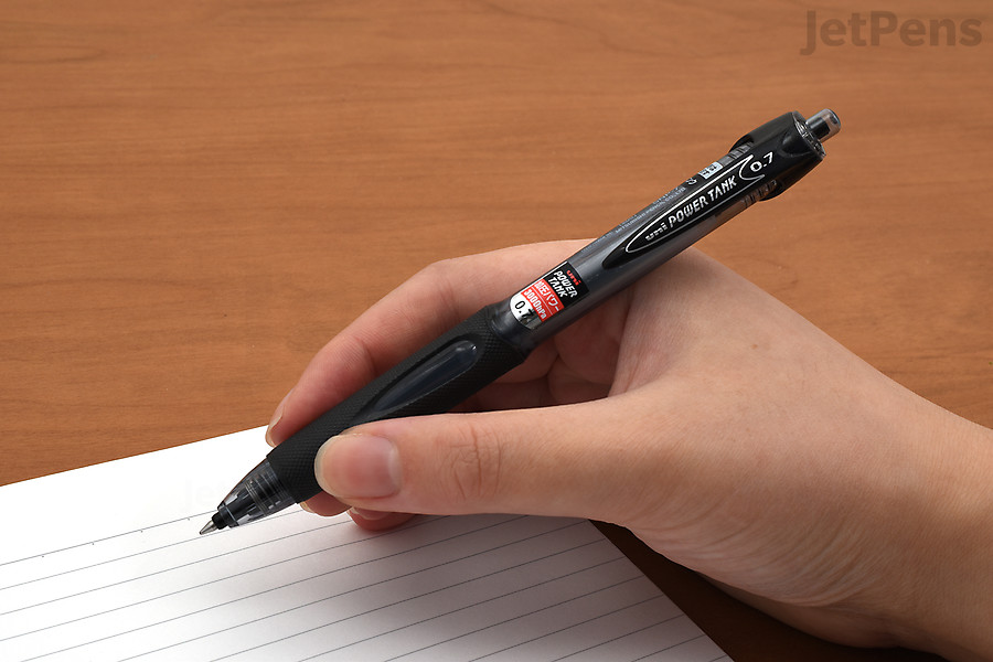 The Uni Power Tank Ballpoint Pen can write in extreme conditions thanks to its pressurized refill.