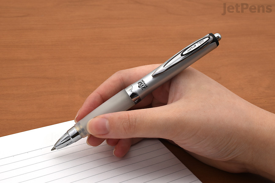 The Uni-ball Signo 207 Premier pairs Signo gel ink with an ergonomic retractable body.