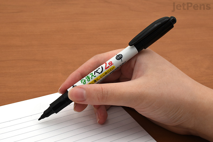 The Pilot Name Marker uses oil-based ink that writes on porous and nonporous surfaces.