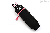 Lihit Lab Smart Fit PuniLabo Stand Pen Case - Black Rabbit - LIHIT LAB A-7712-105 Lihit Lab Smart Fit PuniLabo Stand Pen Case - Black Rabbit - LIHIT LAB A-7712-105