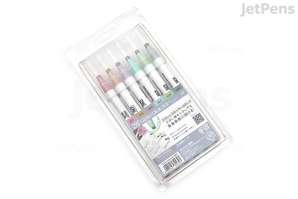 Kuretake ZIG Clean Color Dot Marker - 6 Mild Smoky Color Set | JetPens