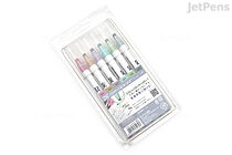Kuretake ZIG Clean Color Dot Marker - 6 Mild Smoky Color Set - KURETAKE TCSD-6100/6VB