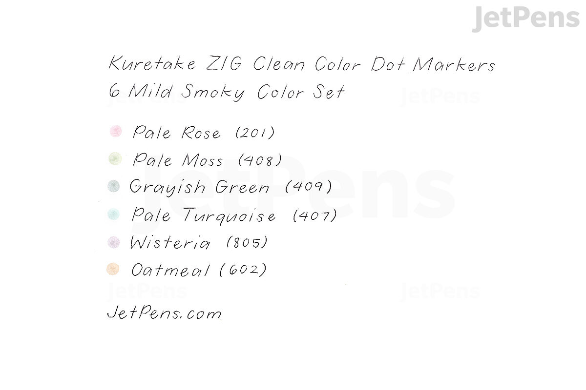 Kuretake ZIG CLEAN COLOR DOT Single MILD SMOKY 6 COLORS set, AP-Certified,  Ideal for marking in planners or journals, Photo-Safe, Acid Free