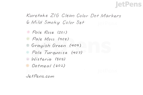 Kuretake Zig Clean Color Dot Marker - 6 Mild Smoky Color Set