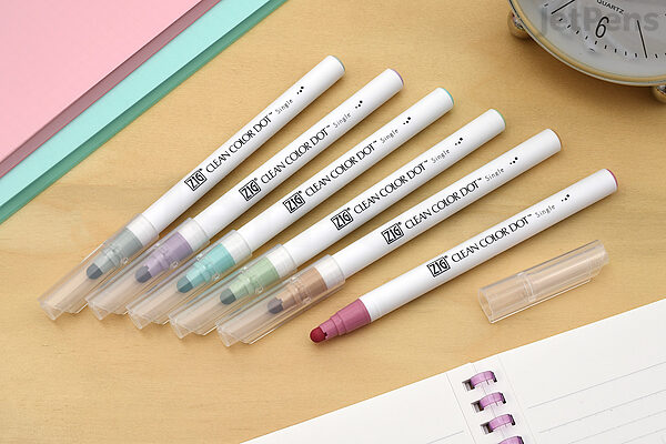 Kuretake Zig Clean Color Dot Marker - 6 Basic Colors Set