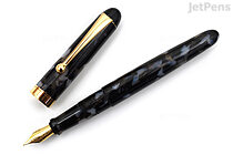 Onishi Seisakusho Cellulose Acetate Fountain Pen - Black Marble - Fine Nib - ONISHI #13 BLACK MARBLE