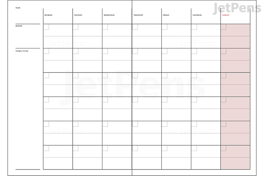 Laconic Style Monthly Notebook Format