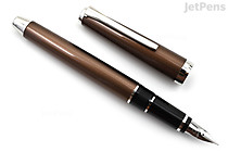 Pilot Metal Falcon Fountain Pen - Brown - Rhodium Trim - 14k Soft Fine - PILOT 60572 Pilot Metal Falcon Fountain Pen - Brown - Rhodium Trim - 14k Soft Fine - PILOT 60572