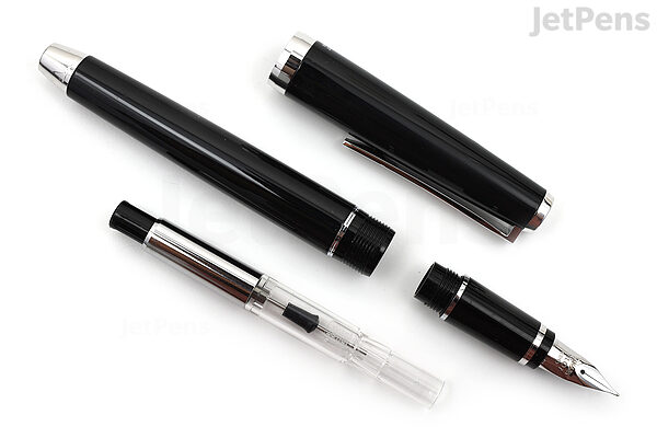 voor naald bekken Pilot Metal Falcon Fountain Pen - Black - Rhodium Trim - Soft Fine Nib |  JetPens