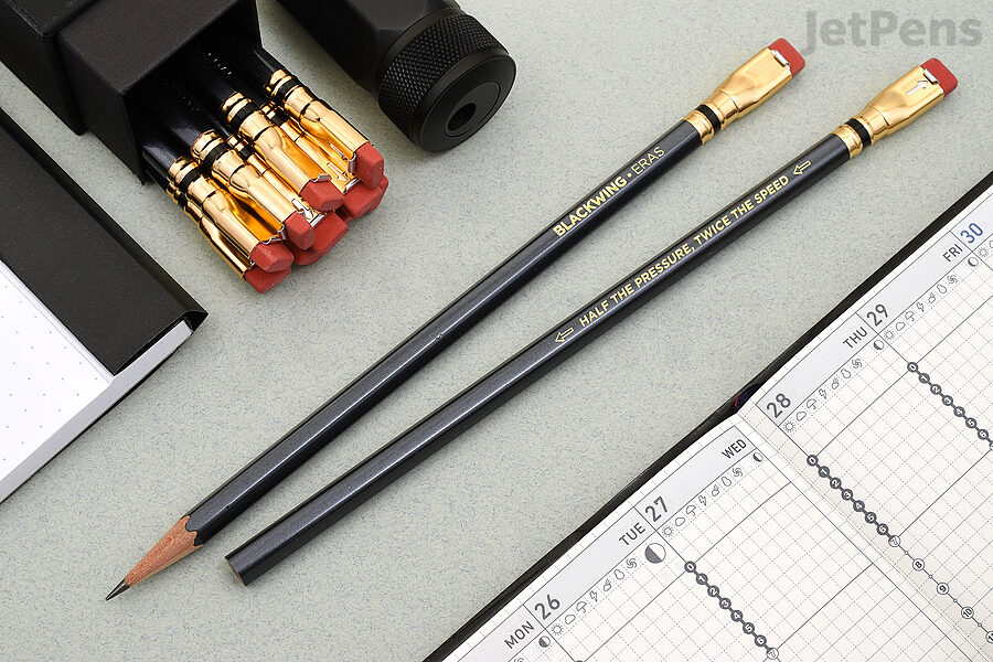 Blackwing Eras Pencils are inspired by the design of Blackwing pencils from the mid-20th century.