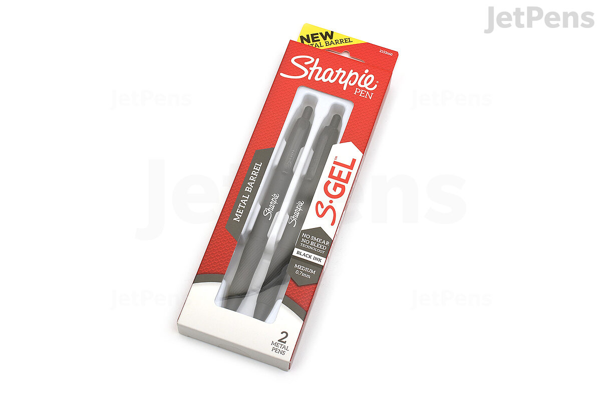 Sharpie Metal Pens, Gel, Metal Barrel, Medium (0.7mm) - 2 pens