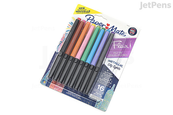 Metallic Fine Point Permanent Markers, Fine Bullet Tip, Blue-Green-Red,  6/Pack - River City Office Supply