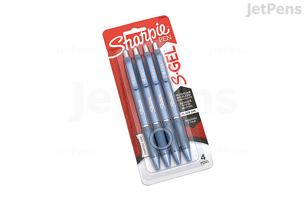 SHARPIE S-Gel, Gel Pens, Medium Point (0.7mm), Frost Blue Body, Black Gel  Ink Pens, 4 Count