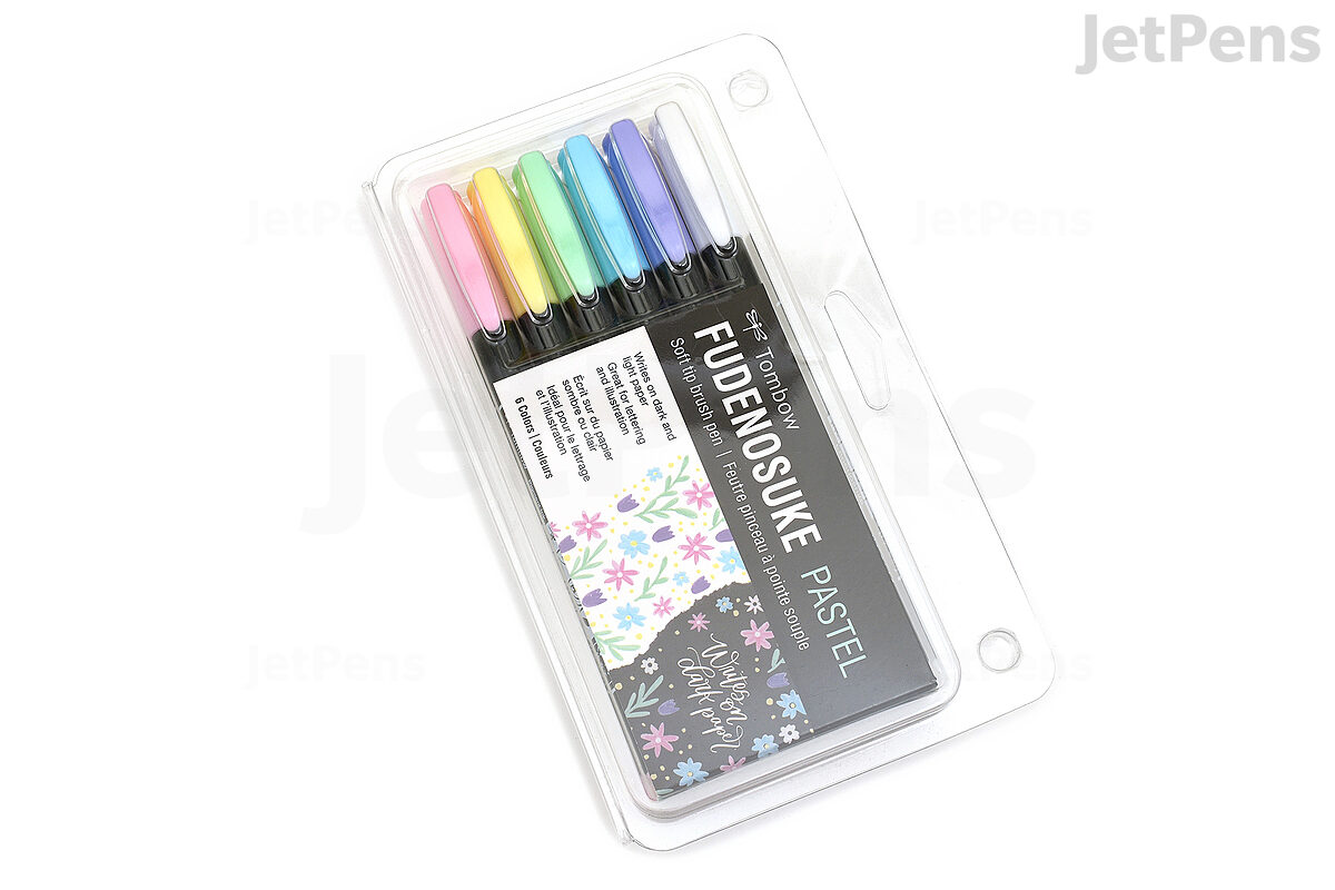 Tombow Fudenosuke Brush Pen - Soft - 6 Pastel Color Set