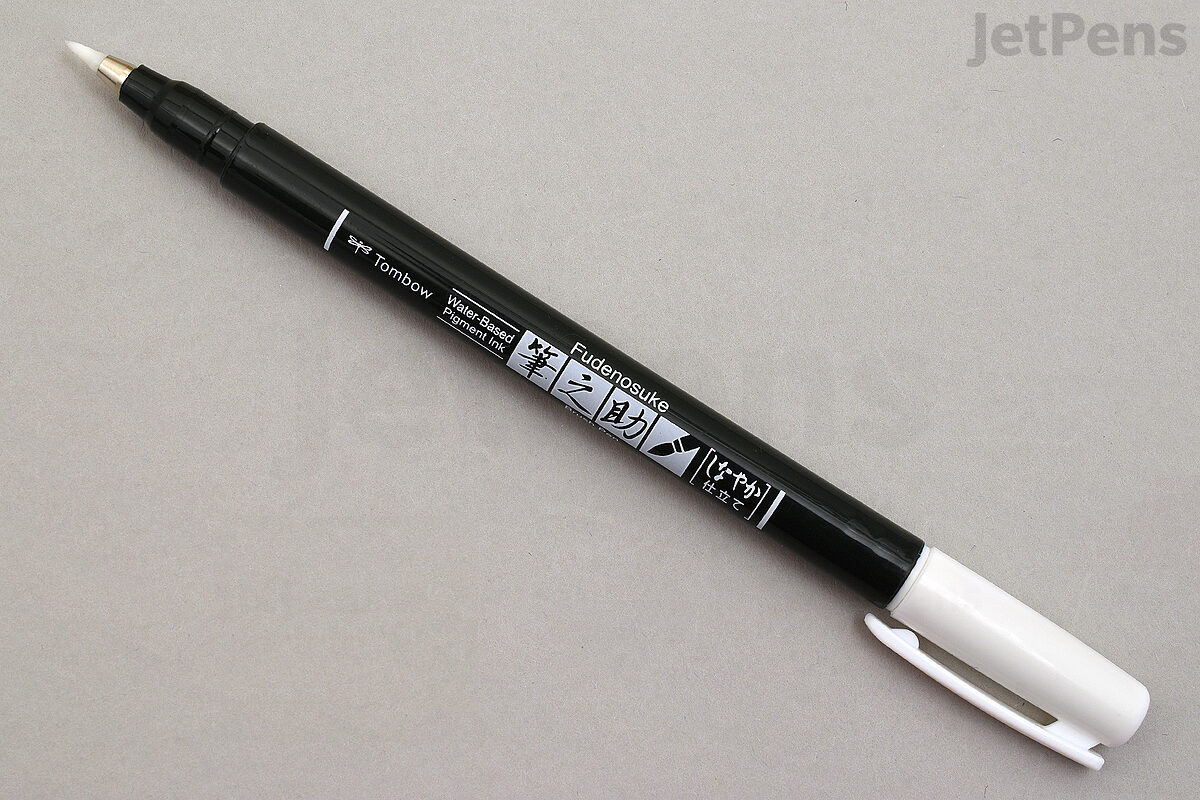 Tombow Fudenosuke White Calligraphy Brush Pens, 2ct.