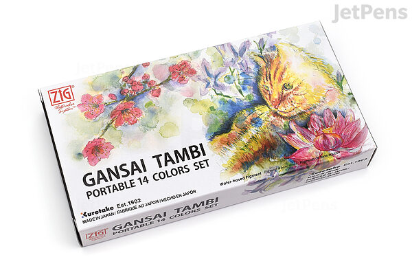 Kuretake GANSAI TAMBI, Portable 14 Colors Set, Watercolor Paint Set,  Professional-quality for artists and crafters, AP-Certified, water colors  for
