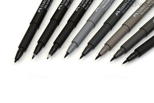 Faber-Castell Pitt Artist Pen Set 8 Black (XS,S,F,M,B,C) 24 Triangular  Colors