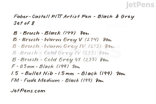 Faber-Castell Pitt Artist Pen Black & Grey 8 Set