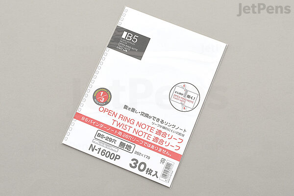 Lihit Lab Twist Ring Notebook Loose Leaf Paper - Semi B5 - Plain - 30 ...