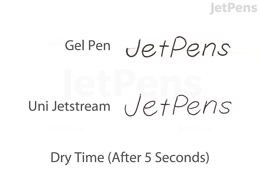 Jetstream ink dries faster than gel ink.