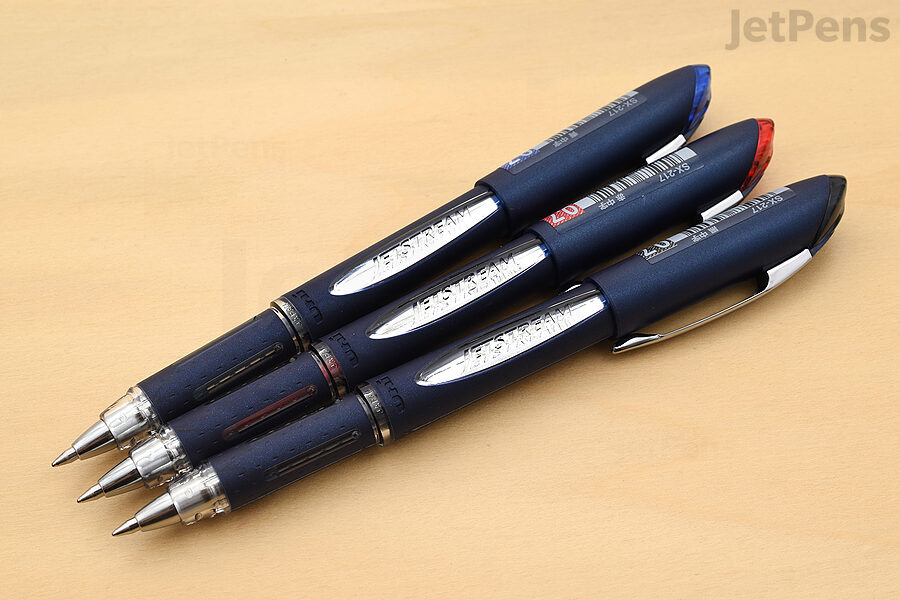 The 0.7 mm Jetstream SX-217 is a capped pen.