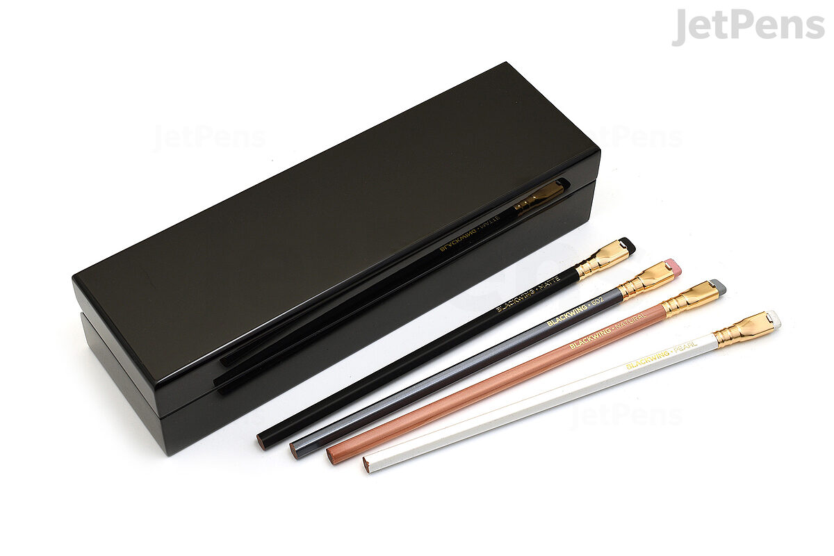 Blackwing Piano Box  The Blackwing Piano Box features a mix of 12 Blackwing  pencils in a piano inspired box that opens to reveal the Blackwing pencils  and a black velvit-lined interior.