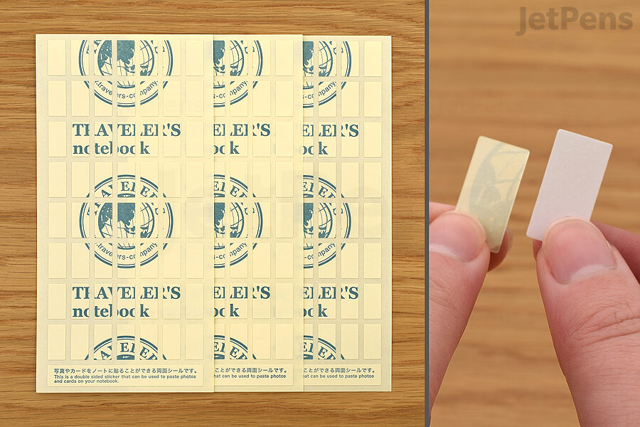 Use TRAVELER’S notebook Double-Sided Stickers to quickly add paper mementos to your refills.