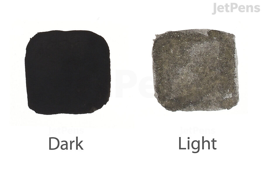 Comparison of dark and light inks