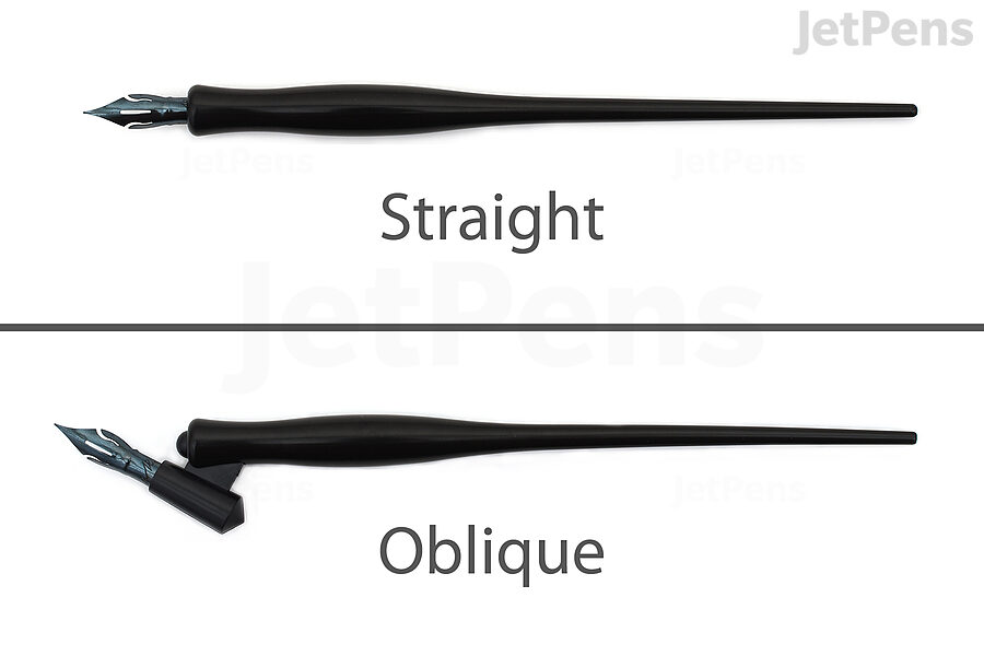 Straight and oblique nib holders are used for different purposes.