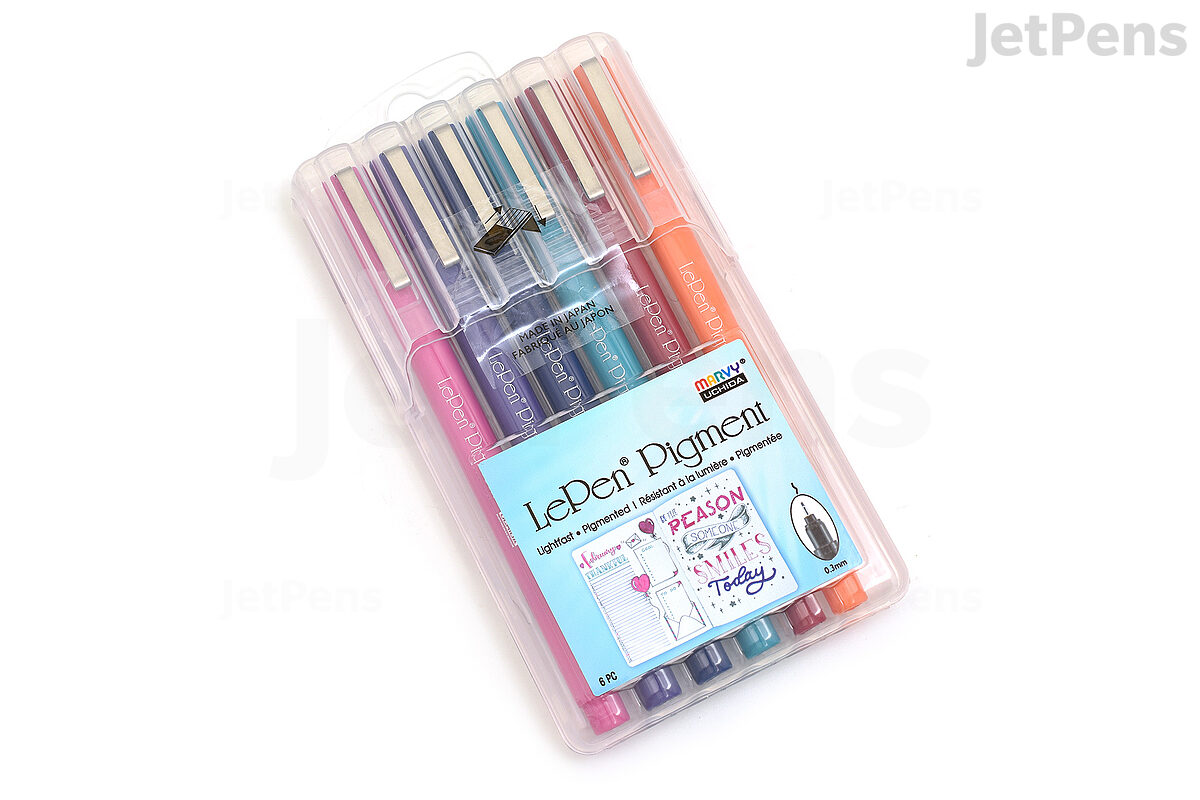 Marvy Uchida Lepen Pigment Pens 0.3mm, Set of 6 