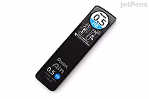 A black rectangular container of Pentel Ain 0.5 mm HB mechanical pencil lead refill, shown on a white background. The packaging features white and blue text and graphics.