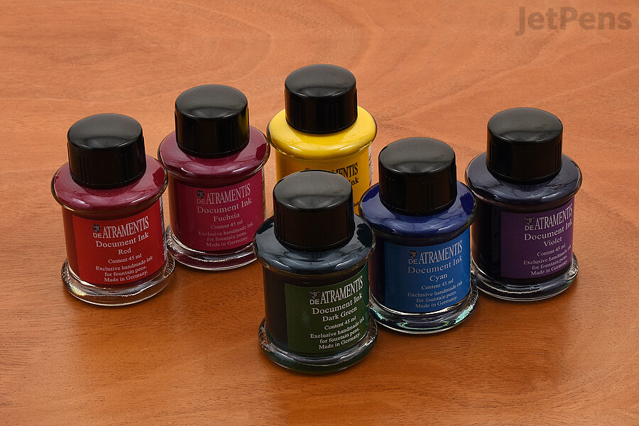 Selection of colorful De Atramentis inks.